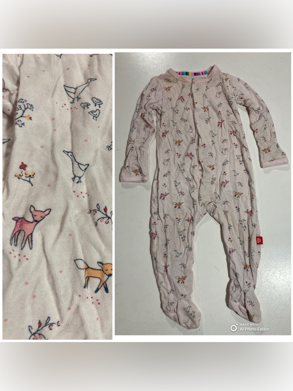 Magnetic Me Infant Woodsy Tale Footie Pajama W/Foldover Hand 3-6 Mos. 12-16 lbs.
